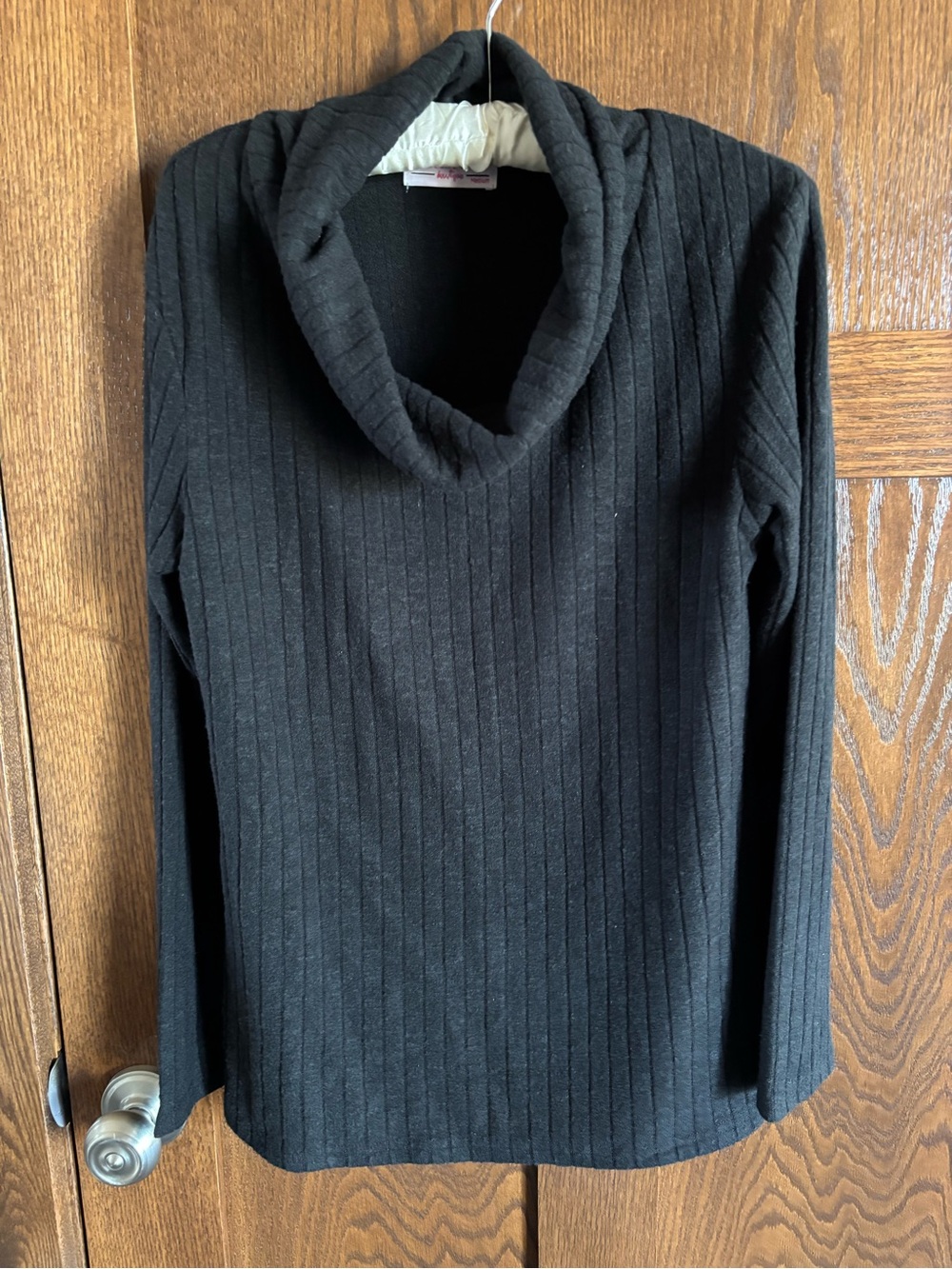 Black Hacci Wide Ribbed Cowl Neck Women's Sweater. Medium. DD Designs.